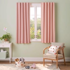 Two Pink Twill Blackout Curtains 63"